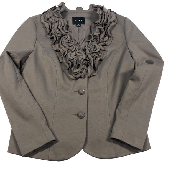 Tribal Taupe French art to wear rosette stretch blazer 10 - Picture 1 of 10
